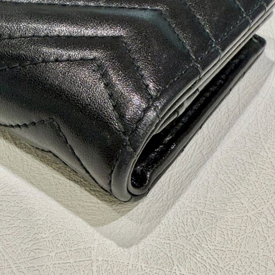 GUCCI - 黑色牛皮金釦GG Marmont 短夾-10