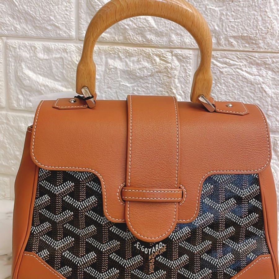 近新附鑒定報告✨ GOYARD SAIGON 西貢包木質手把手提斜背包金剛色(棕)-6
