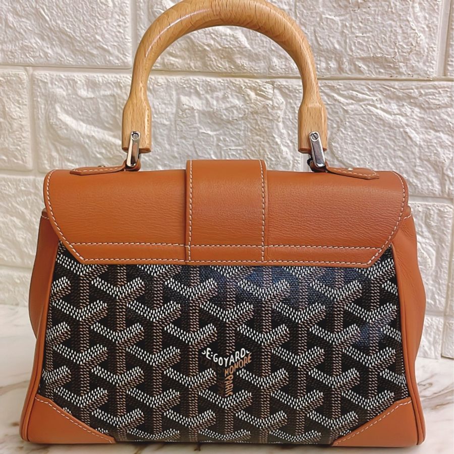 近新附鑒定報告✨ GOYARD SAIGON 西貢包木質手把手提斜背包金剛色(棕)-7