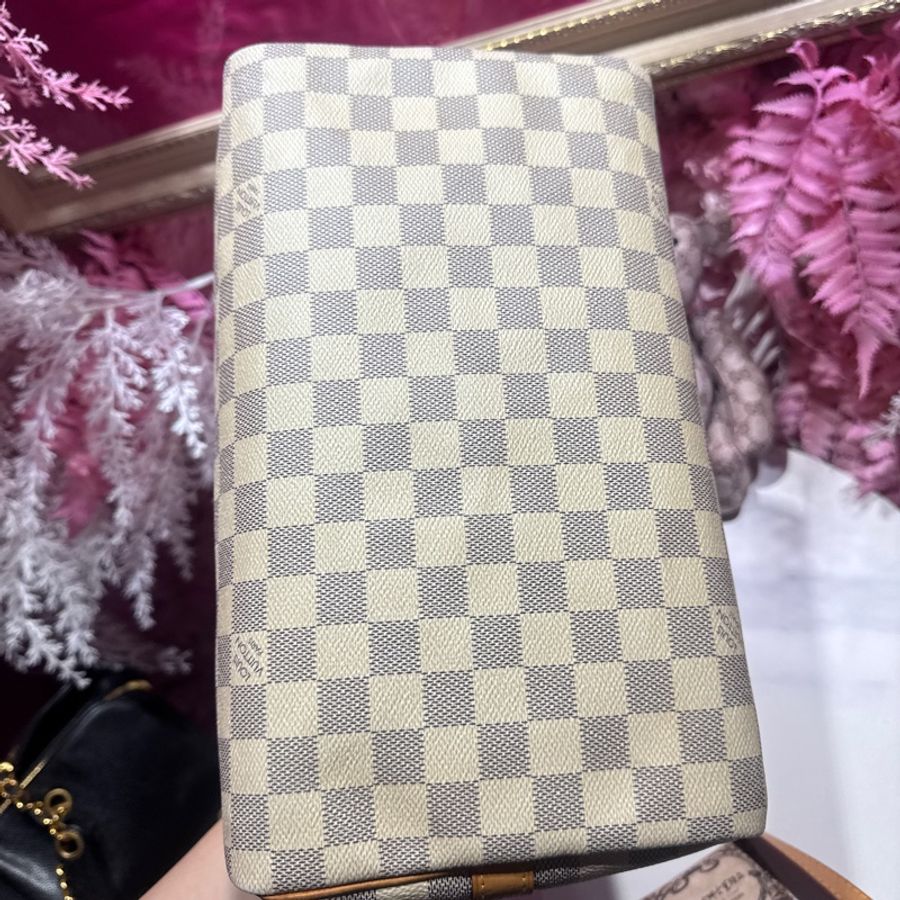 Lv白棋盤格speedy30背袋/王吉娜古董精品-7