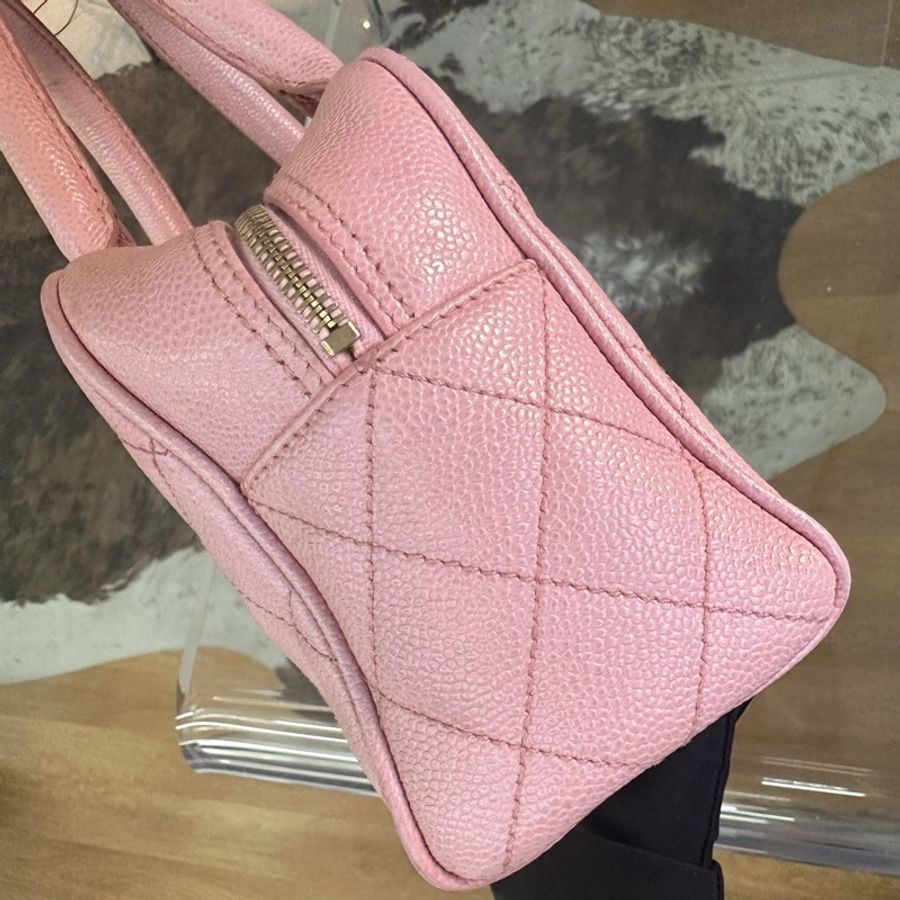 Chanel 香奈兒魚子醬保齡球小號粉色內裡帶卡-5