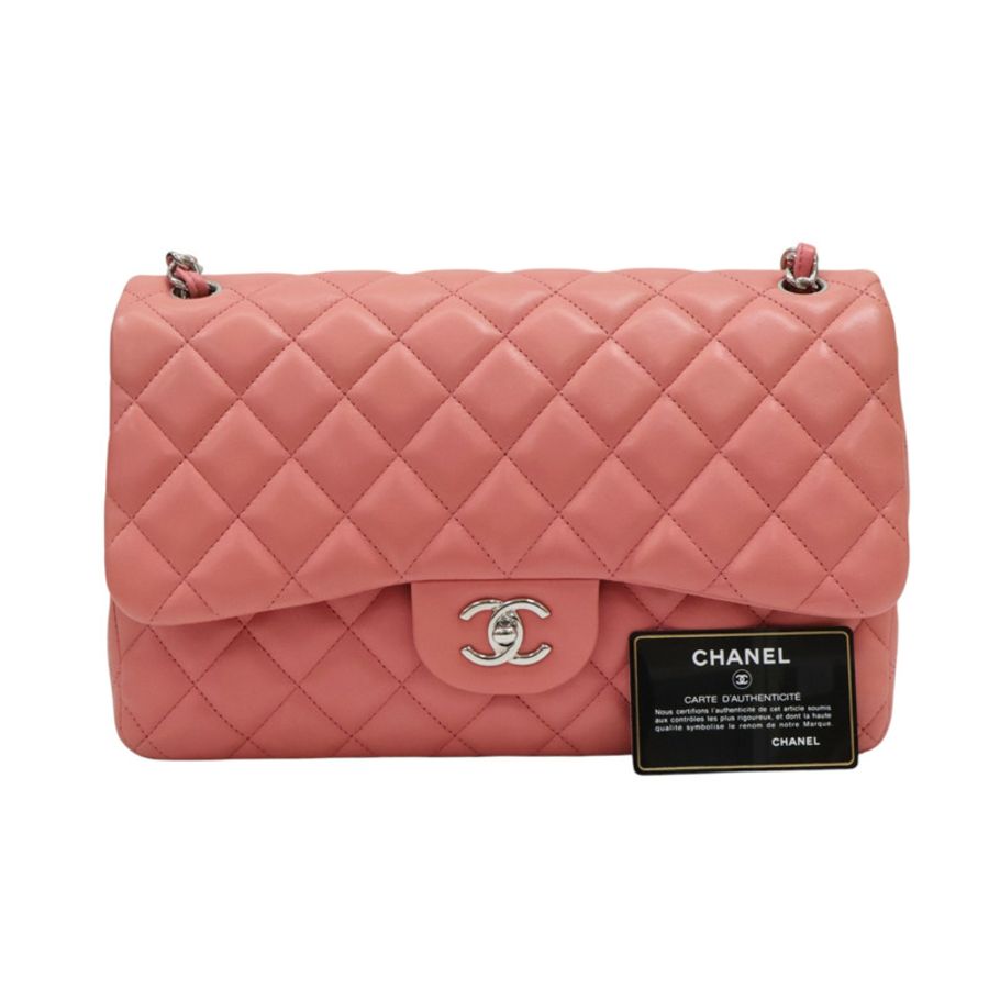 粉紅羊皮 Jumbo 30 肩背銀扣【CHANEL 香奈兒】 A58600-9