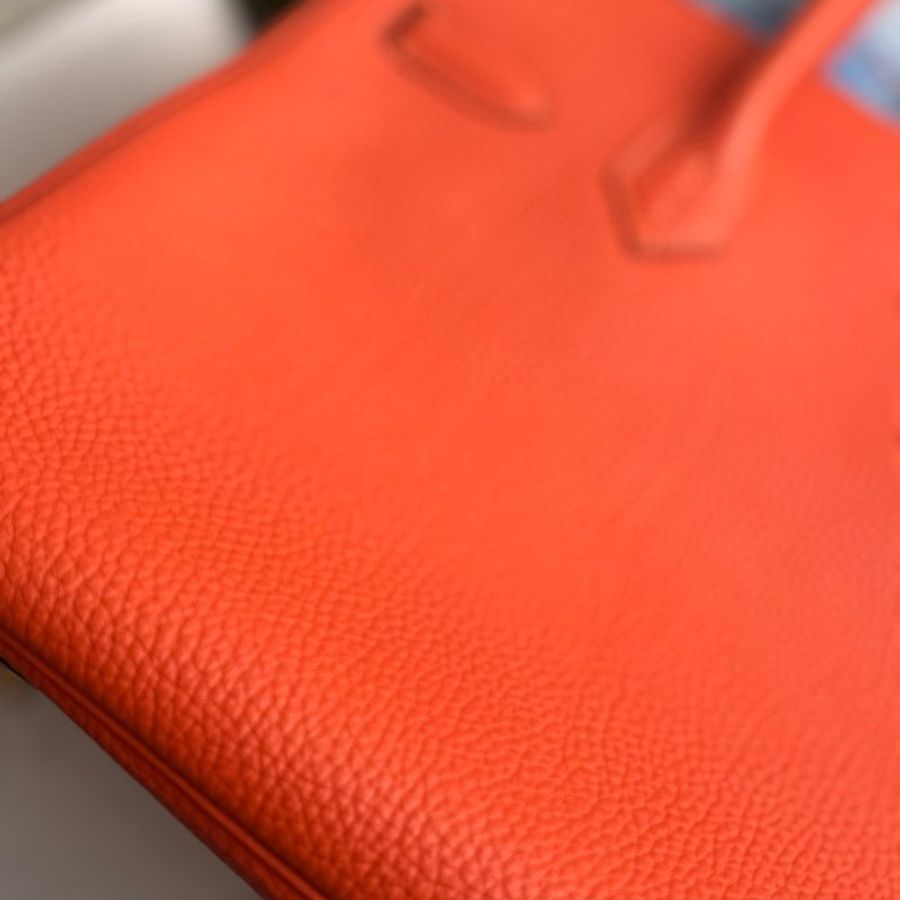 ::HERMES:: 9J橘 金釦 BIRKIN 30 柏金包30公分 手提包 公事包-12