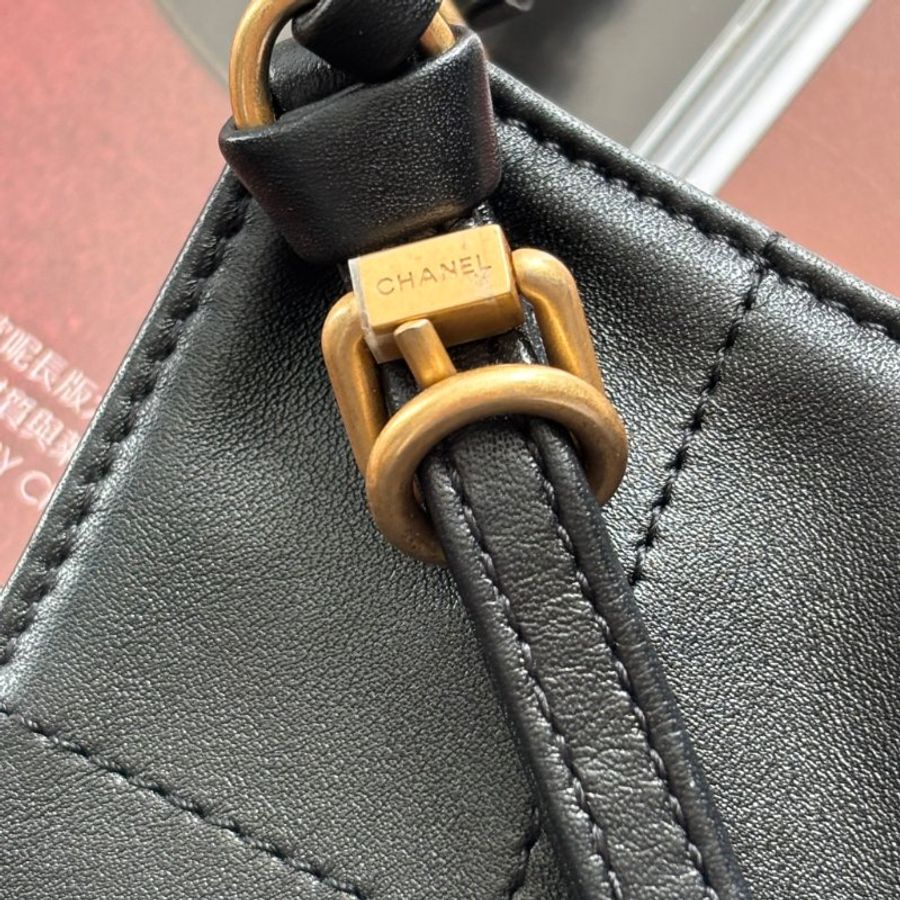 GD權志龍同款 ::CHANEL:: 25S 大號 TOTE 大托特 購物袋 黑金牛皮手提標 肩背包-5