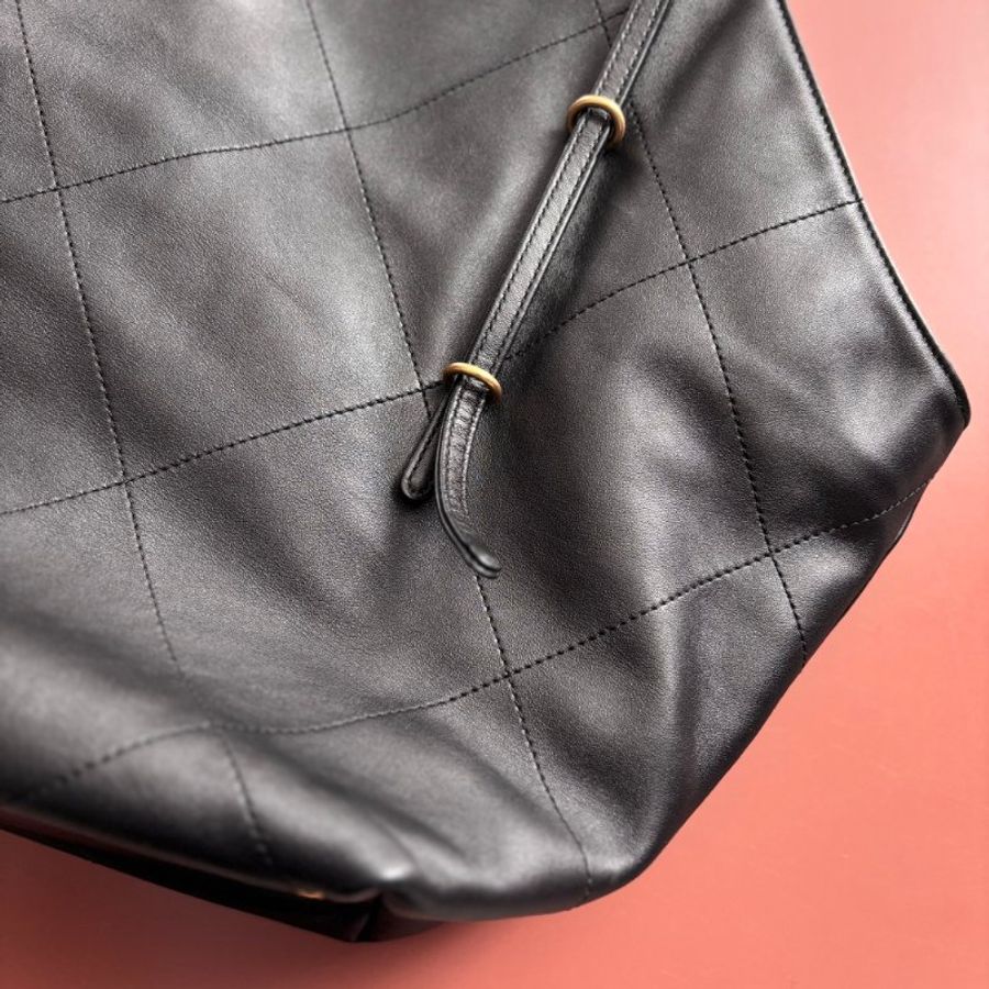 GD權志龍同款 ::CHANEL:: 25S 大號 TOTE 大托特 購物袋 黑金牛皮手提標 肩背包-9