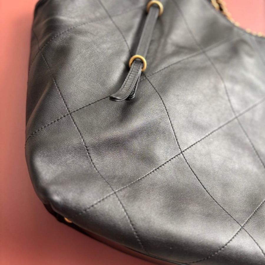 GD權志龍同款 ::CHANEL:: 25S 大號 TOTE 大托特 購物袋 黑金牛皮手提標 肩背包-10