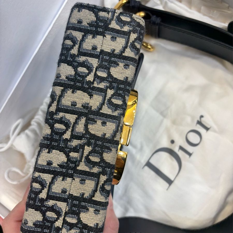 Christian Dior 迪奧 緹花 老花 CD金釦 Oblique 小型 硬盒包 斜背包 肩背包 側背包-8