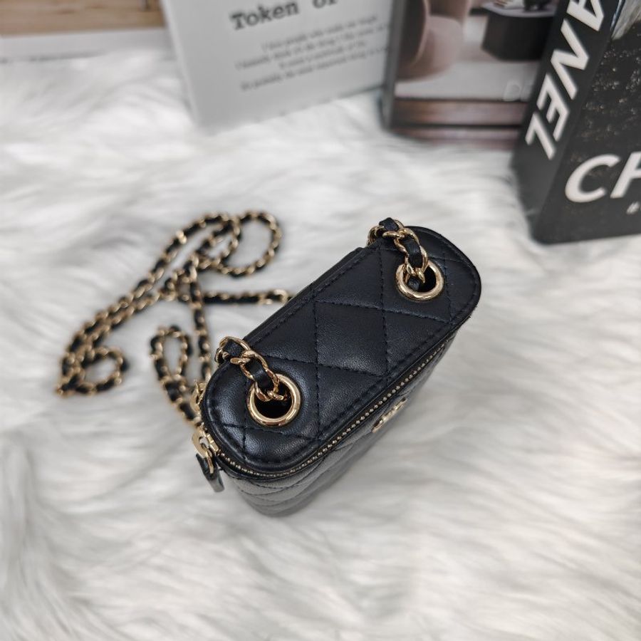 Chanel 22s 煙盒包黑金 羊皮 31開-5