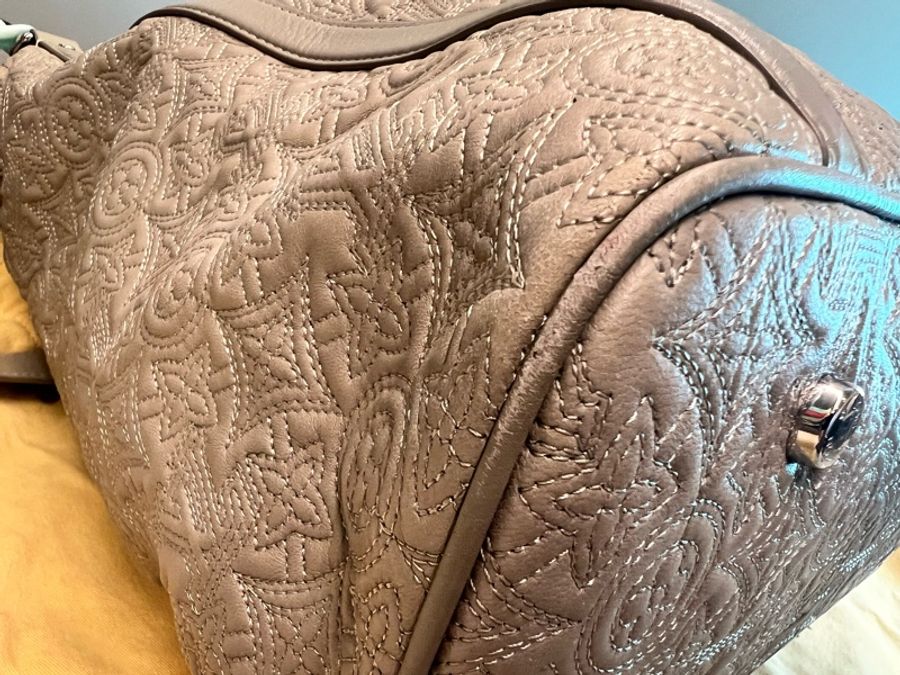 【春賞八折特價 】 Louis Vuitton Monogram Antheia Ixia GM 灰色安緹雅系列柔美刺繡小羊皮托特/旅行包-11