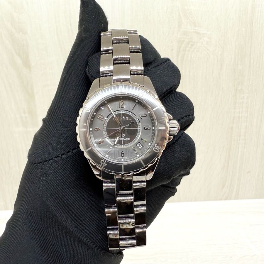 CHANEL銀灰色錶面38MM J12-12