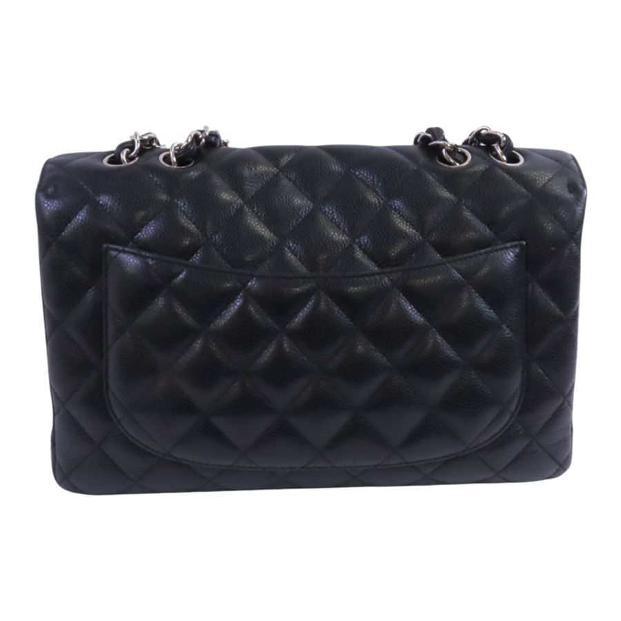 CHANEL 牛皮皮革Large Classic銀扣鏈帶肩背袋-1
