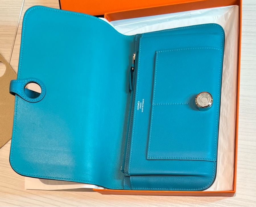 Hermès Dogon Duo牛仔藍swift皮長夾(Dogon GM)-3