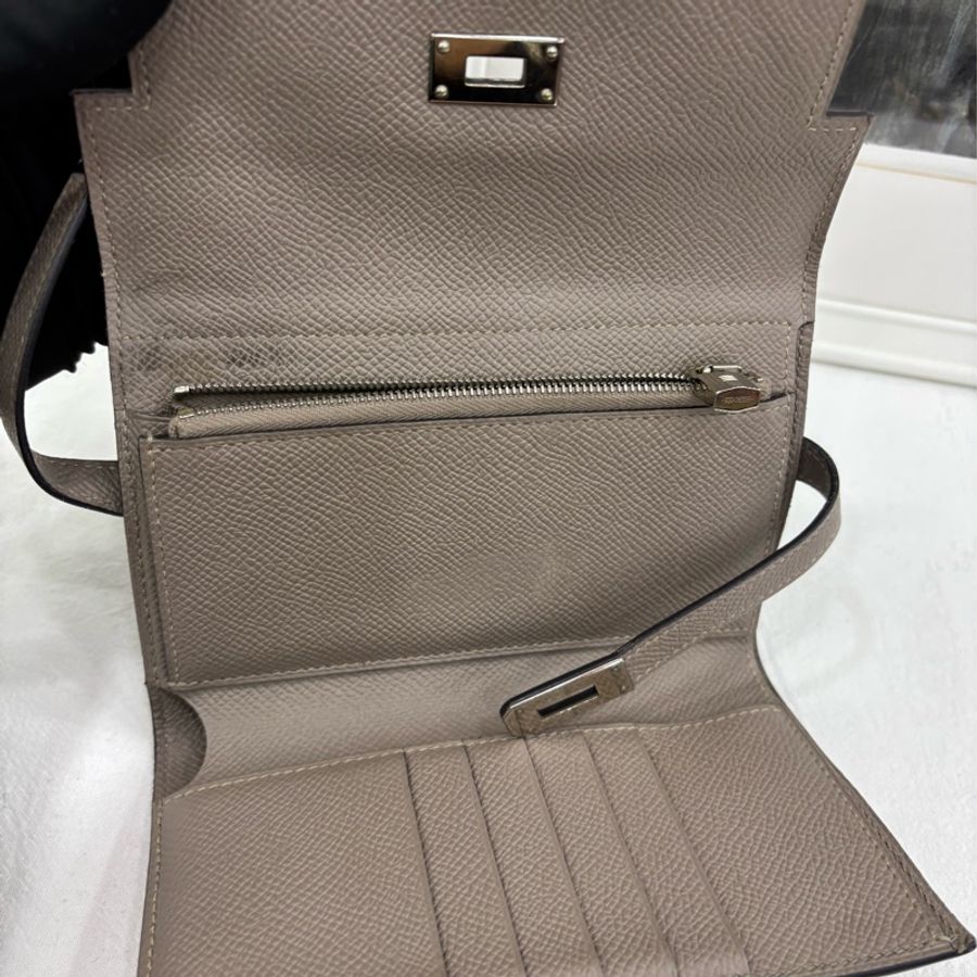 Hermes kelly wallet 錢包 大象灰銀扣 lepsom皮 A刻-2