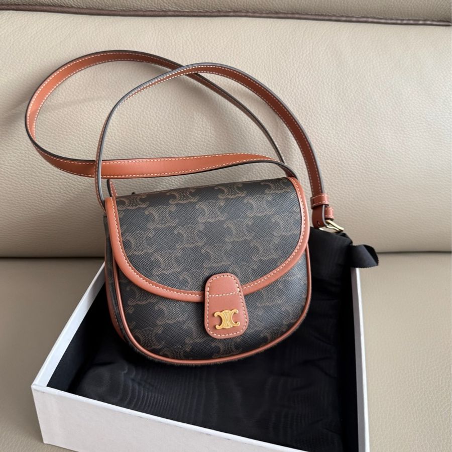 「M.Y精品」 Celine 凱旋門 mini 馬鞍包 經典老花-0