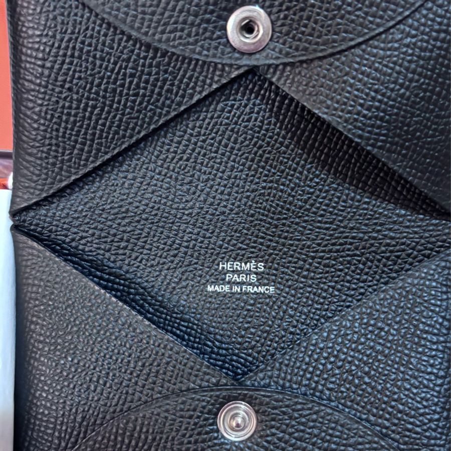 全新Hermes Calvi黑色 Noir卡夾-0