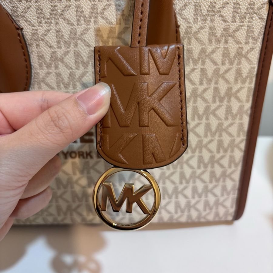 Michael Kors(MK)Mirella 經典白色老花手提/斜背包-13