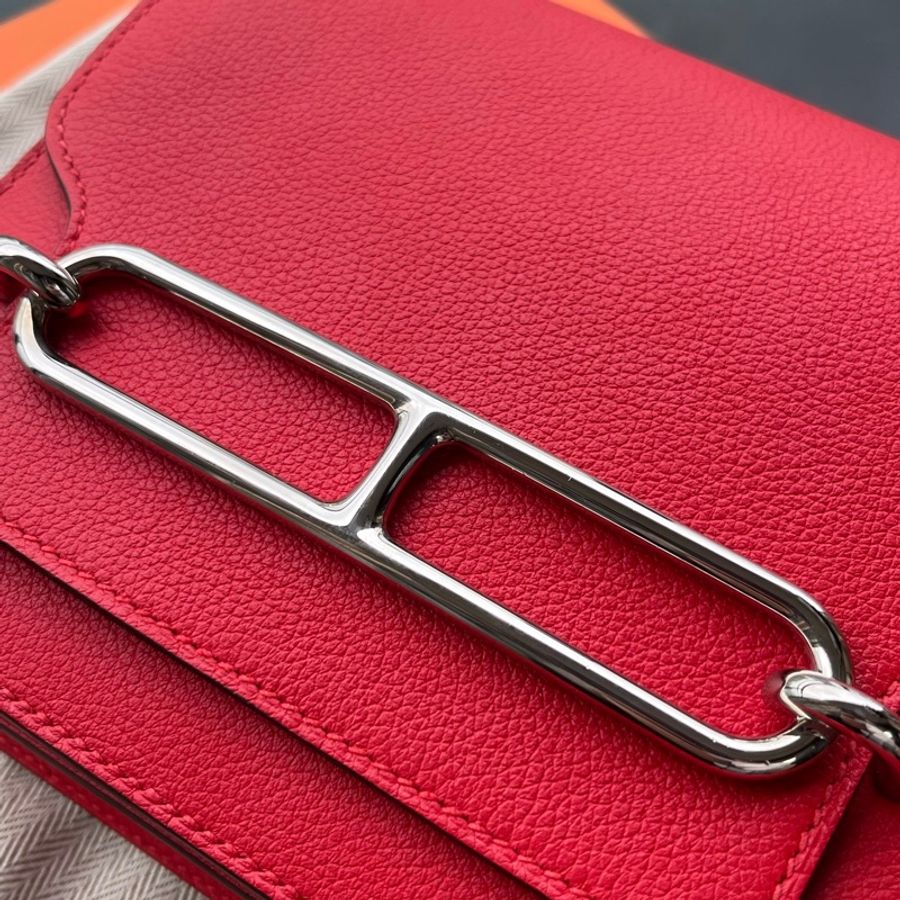 🌈Hermes❤️Mini Roulis 19❤️蕃茄紅色銀扣❤️99新🌟evercolor皮-1