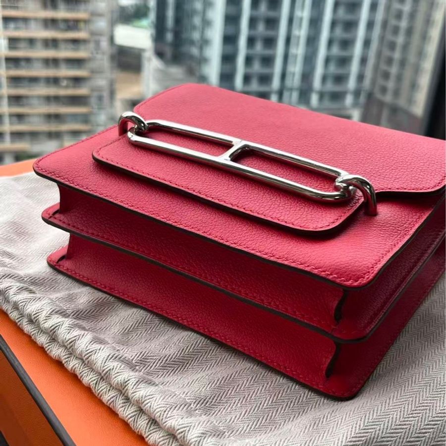 🌈Hermes❤️Mini Roulis 19❤️蕃茄紅色銀扣❤️99新🌟evercolor皮-7