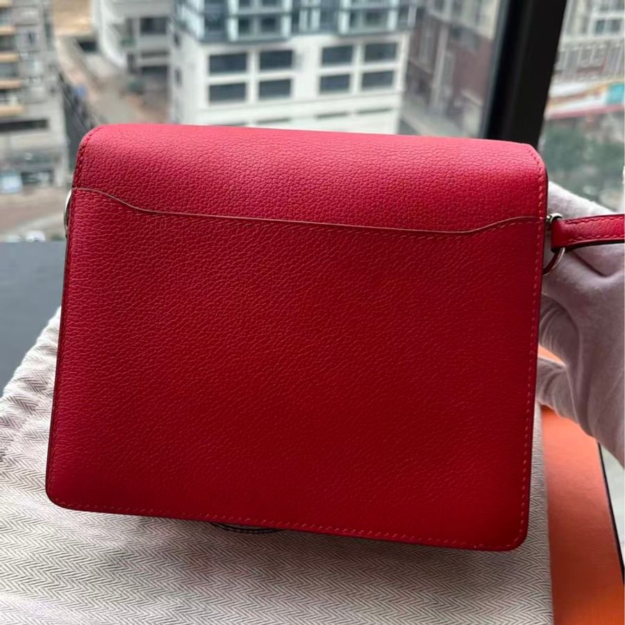 🌈Hermes❤️Mini Roulis 19❤️蕃茄紅色銀扣❤️99新🌟evercolor皮-8