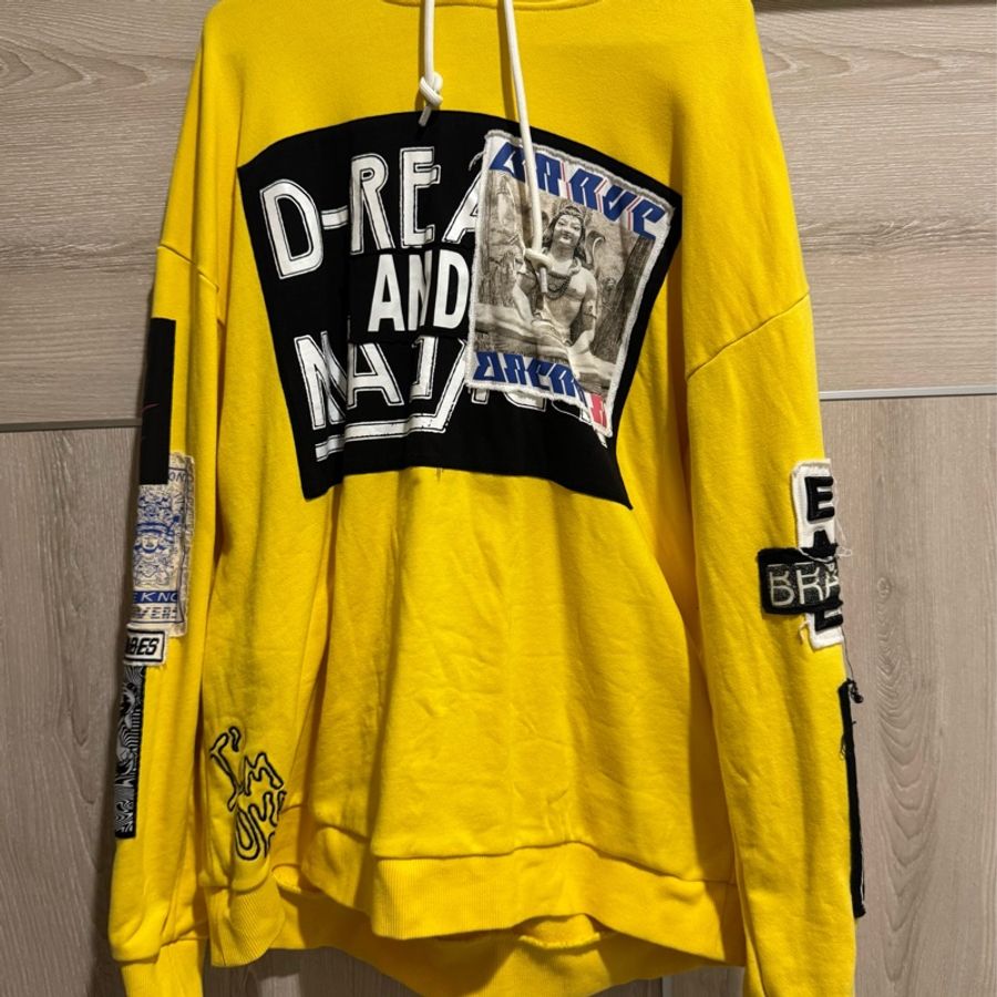 DIESEL 黃色長袖帽踢-0