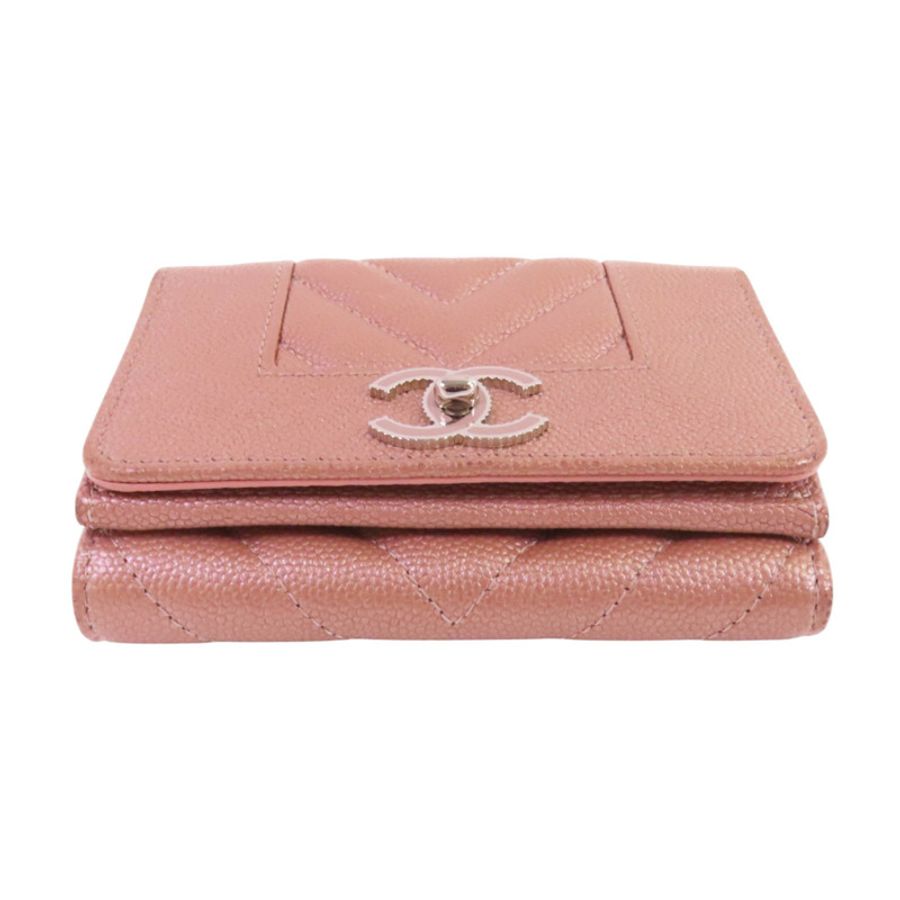 CHANEL 牛皮皮革Mini Wallet銀扣短錢包-4