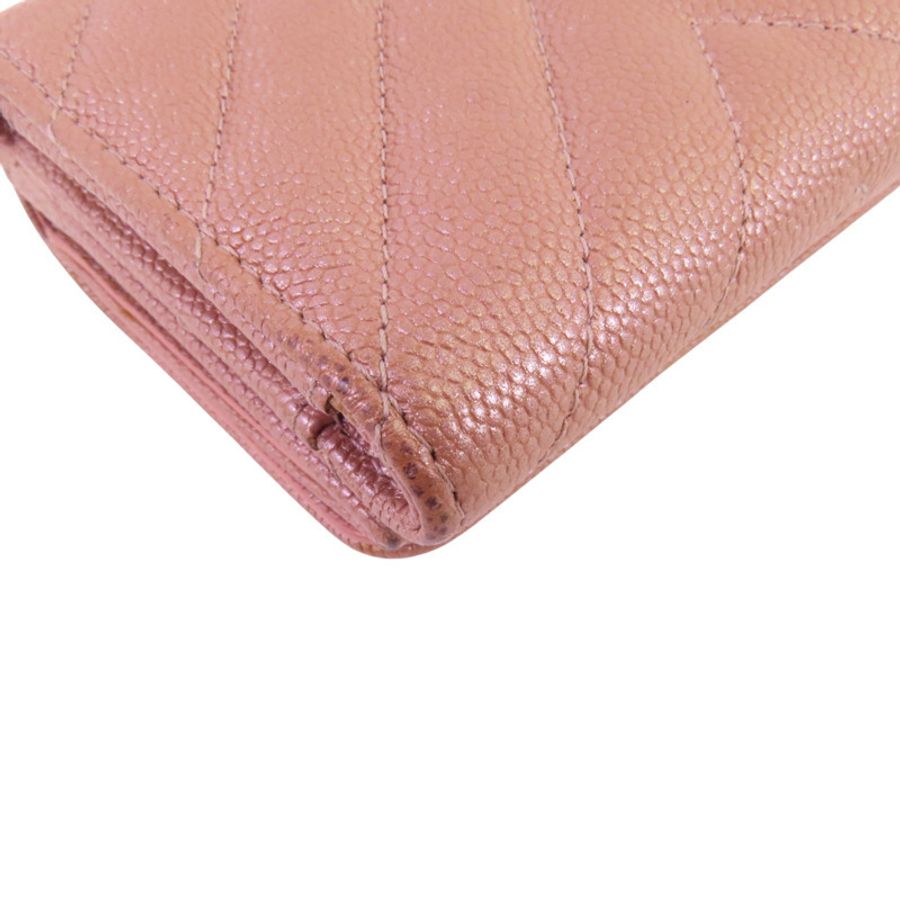 CHANEL 牛皮皮革Mini Wallet銀扣短錢包-13