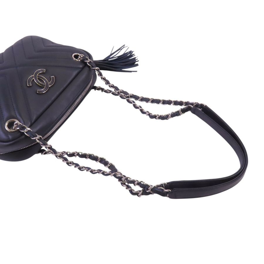 CHANEL 牛皮皮革Chevron Camera Bag銀扣鏈帶肩背袋-7