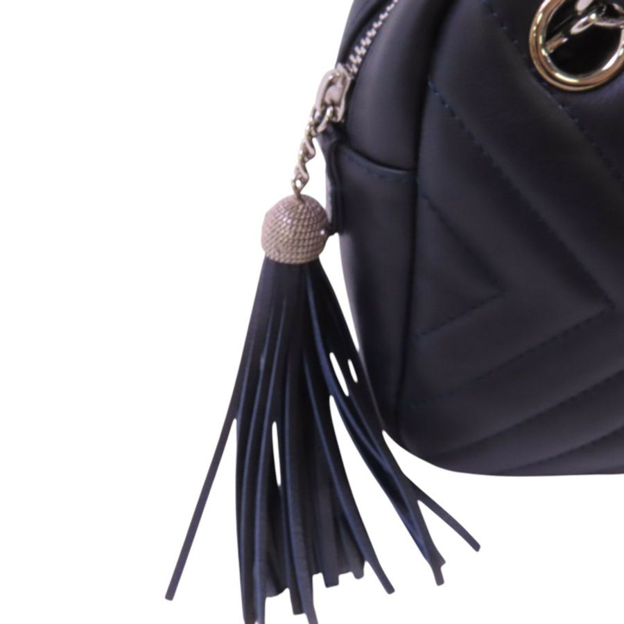 CHANEL 牛皮皮革Chevron Camera Bag銀扣鏈帶肩背袋-15