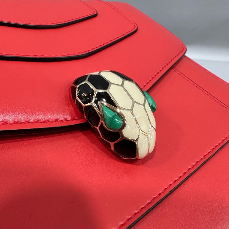 Bvlgari 櫻桃牛皮蛇頭凱莉包 Kelly 斜背包-40