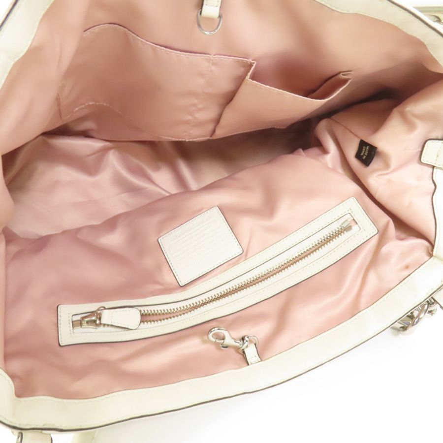COACH 牛皮皮革2way Shoulder Bag銀扣手挽肩背兩用袋-5