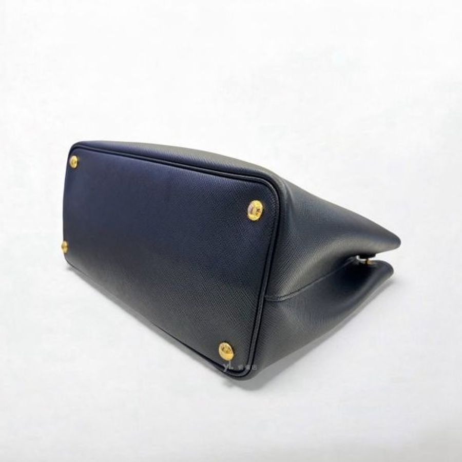 Prada 包包Saffiano黑牛皮雙層內裡紅色中號托特包-8