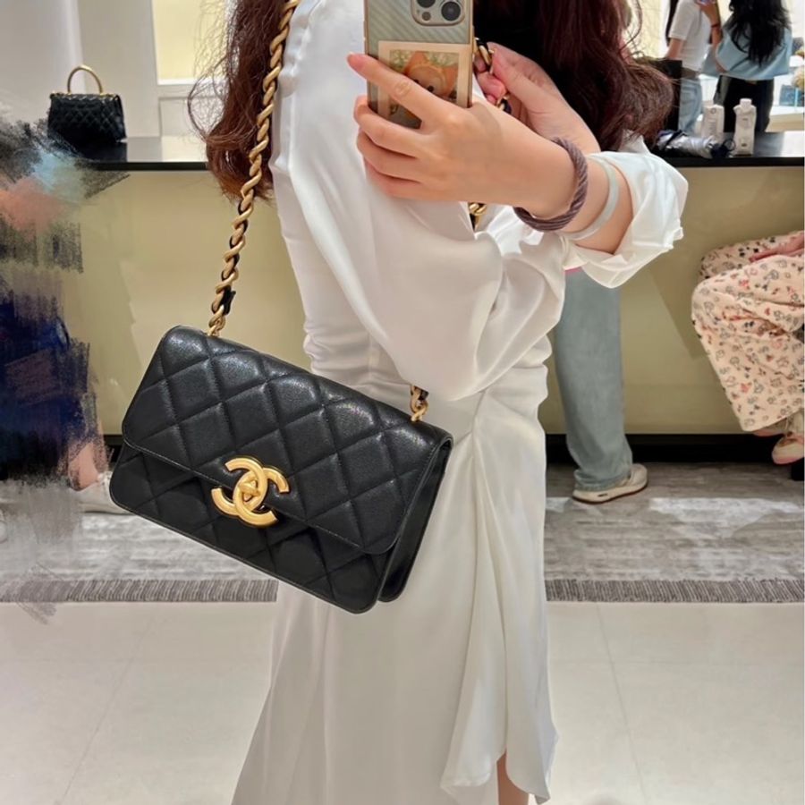 JK國際二手精品✨Chanel大雙C荔枝粗鍊包 25cm 芯片款-1