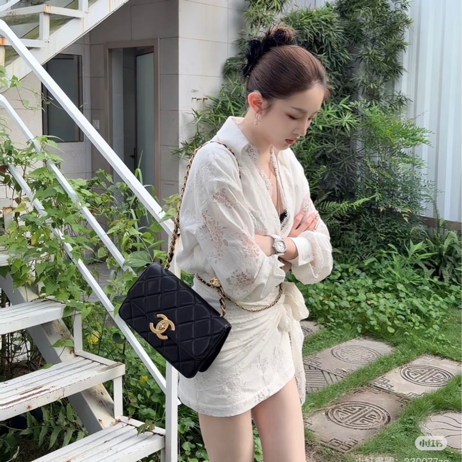JK國際二手精品✨Chanel大雙C荔枝粗鍊包 25cm 芯片款-4