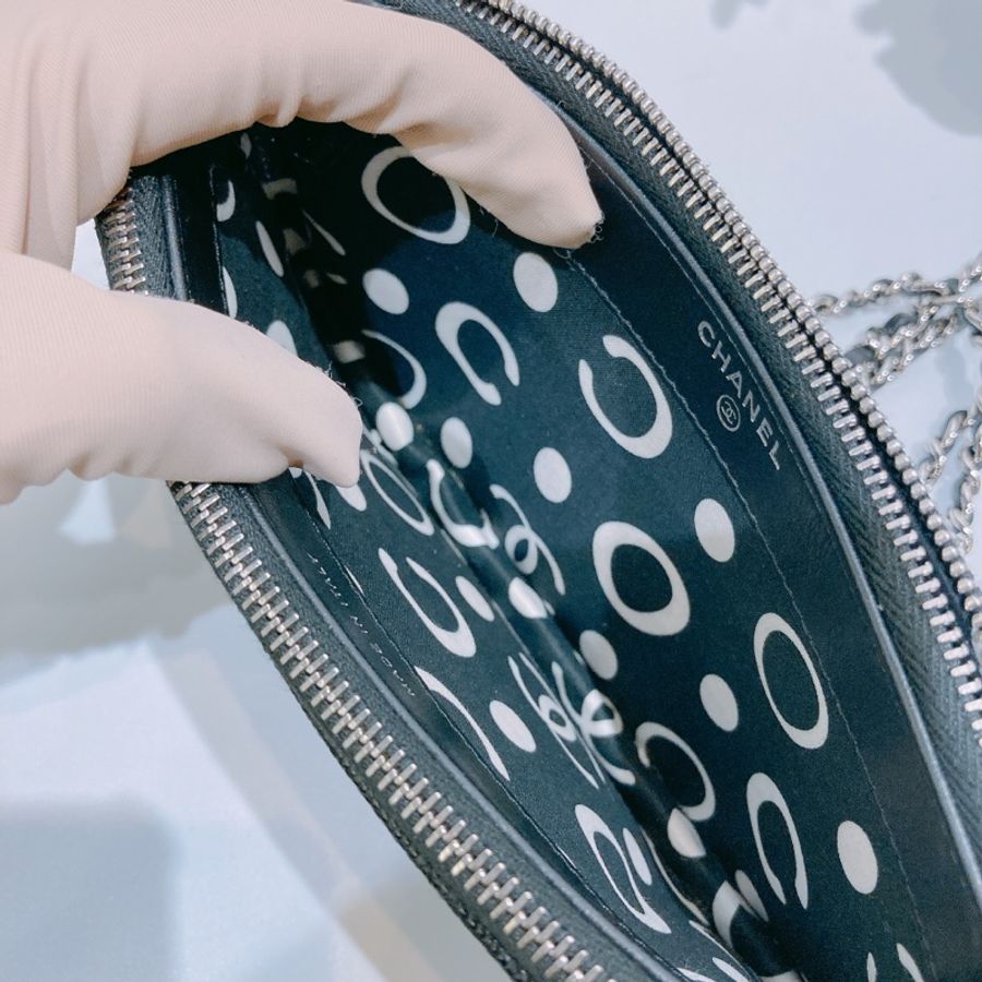 TW4586 CHANEL 香奈兒經典菱格雙拉鏈鏈帶包包COCO MARK WITH CHAIN BAG CAVIAR-8