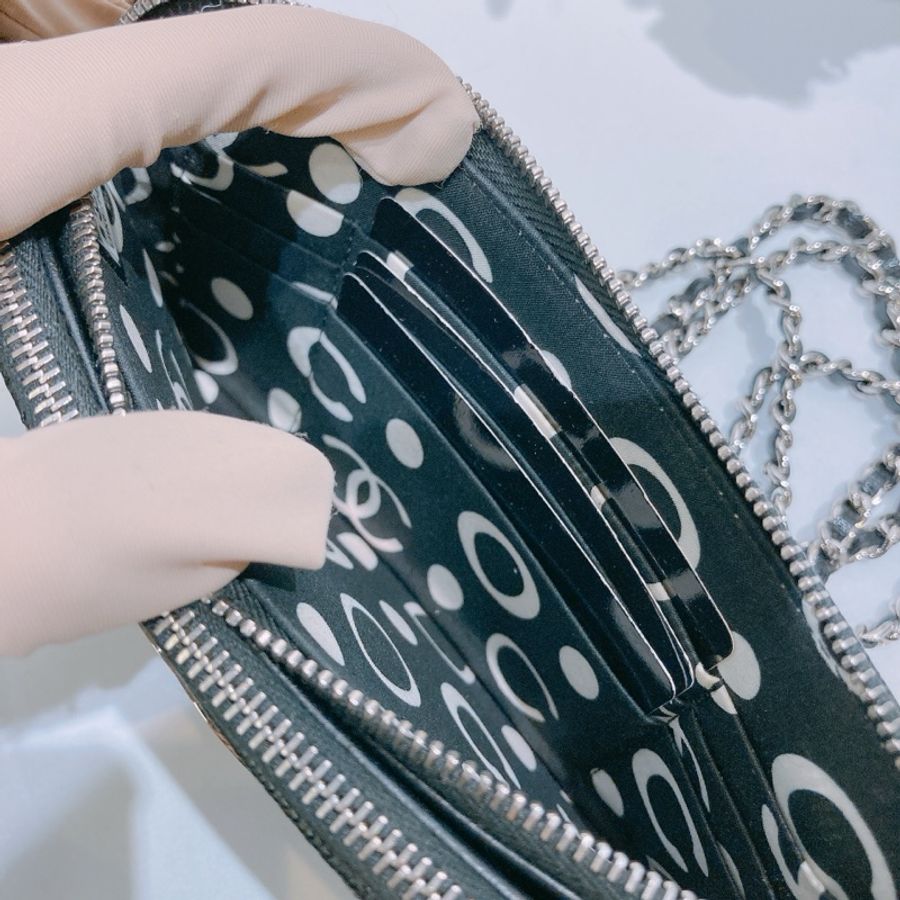 TW4586 CHANEL 香奈兒經典菱格雙拉鏈鏈帶包包COCO MARK WITH CHAIN BAG CAVIAR-25