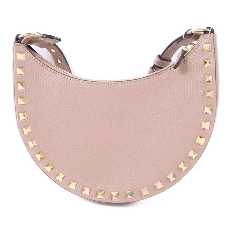 Valentino 牛皮皮革Mini Rockstud Hobo Bag金扣肩背袋-1