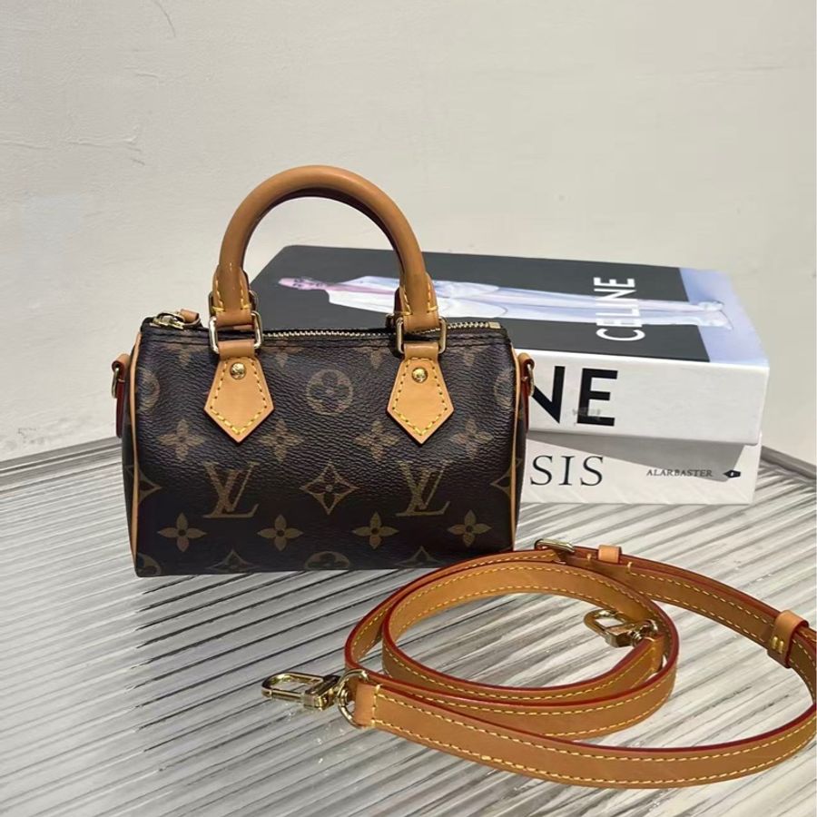 98新 LV/路易威登 speedy nano 波士頓迷你枕頭包，25年編碼，尺寸：16*7.5*10cm-1