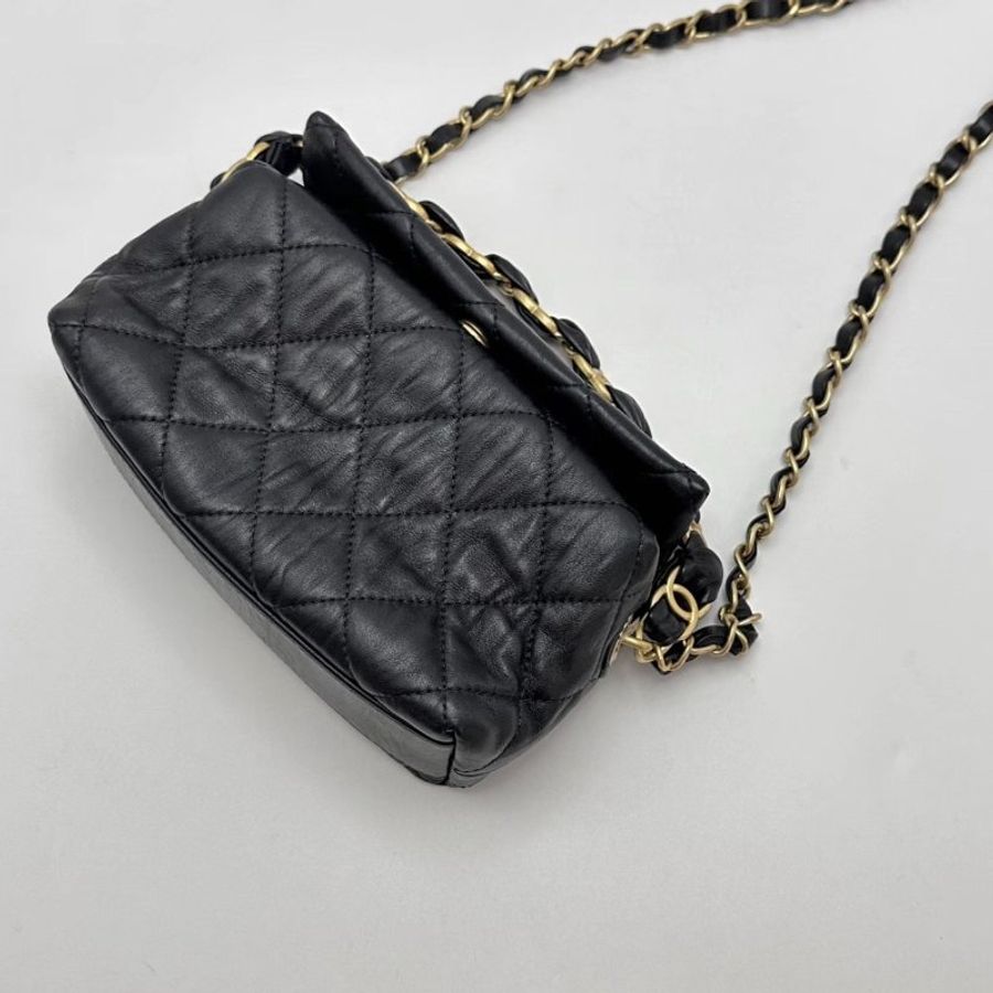 CHANEL 黑金21S hobo小號手提肩背斜背飯盒包 19*13*7 98新配件盒子塵袋-1