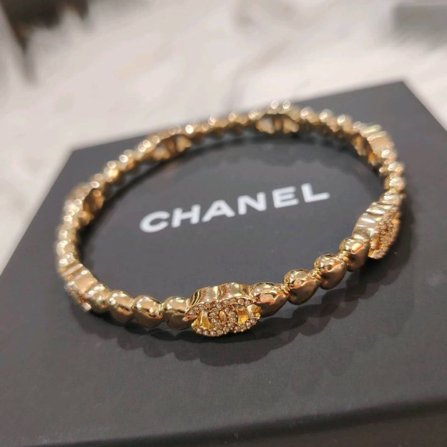 Chanel 23P 雙C鑲鑽手鐲 L碼-0