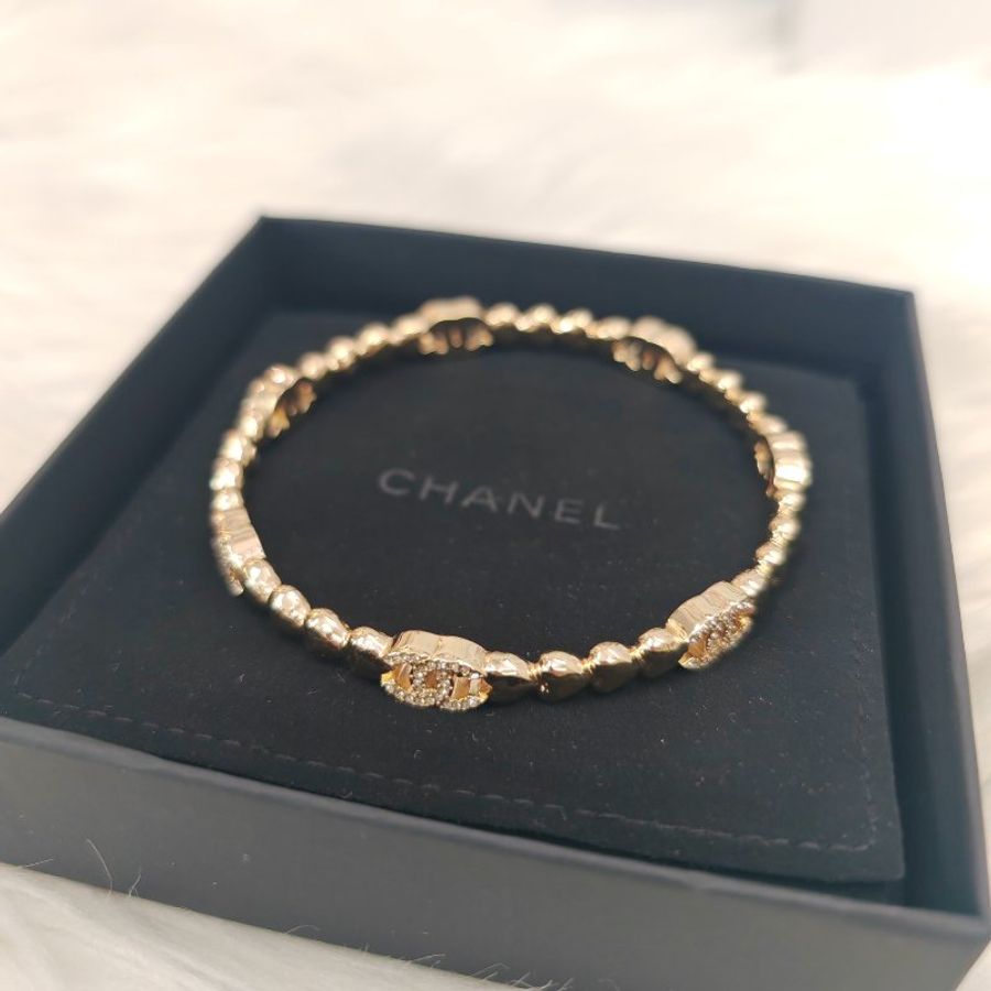 Chanel 23P 雙C鑲鑽手鐲 L碼-4