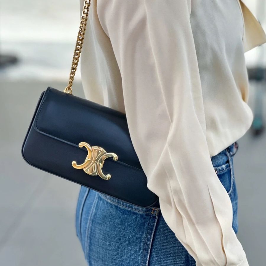 Celine • 經典凱旋門 黑金鏈條包 Box皮 附23年票據✔️-1