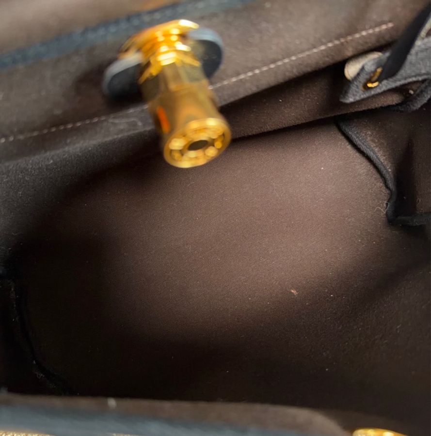 【近新閒置品】愛馬仕Hermes Herbag 31烏木色D刻拼黑蓋金扣單肩手提包斜挎包母子包-8