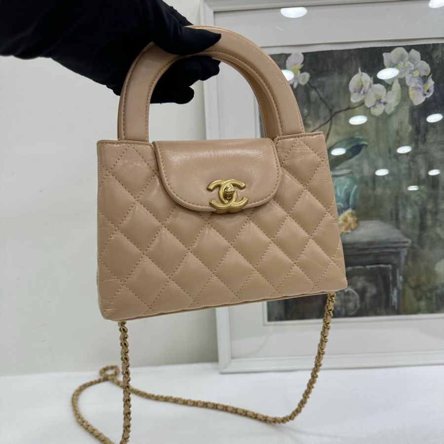 Chanel 香奈兒 25C Kelly 大號 奶茶色 米色,杏色,金扣 copy購證size:13*19*7-6