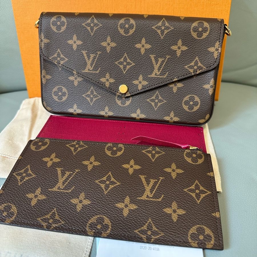 全新全套LV Felicie Pochette 老花三合一芯片款,全新未使用,專櫃正品,配件齊全!帶盒、票、塵袋、鏈條齊備-2