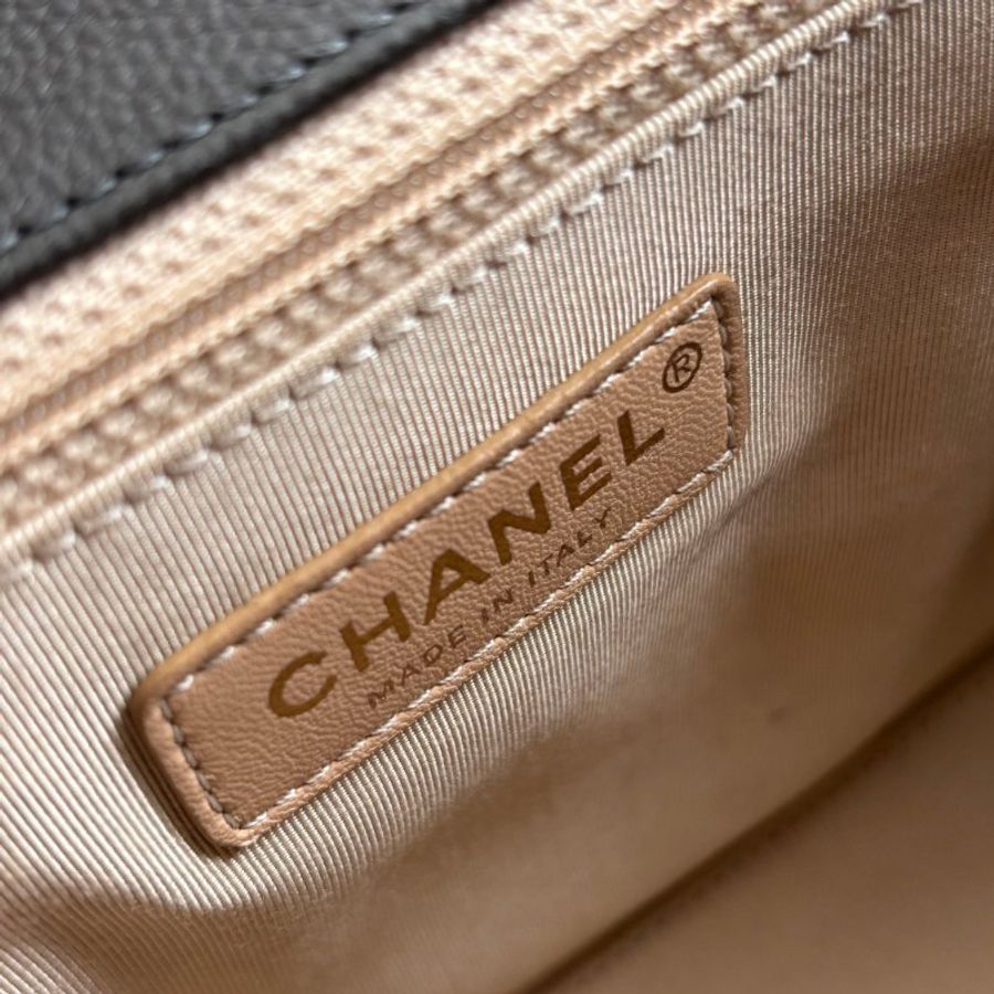 ::CHANEL:: A93703 灰色菱格牛皮金牌下蓋手提側背包 兩用包 上班包 商務包-23