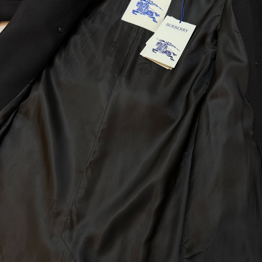 BURBERRY英國黑色羊絨大衣UK6-12