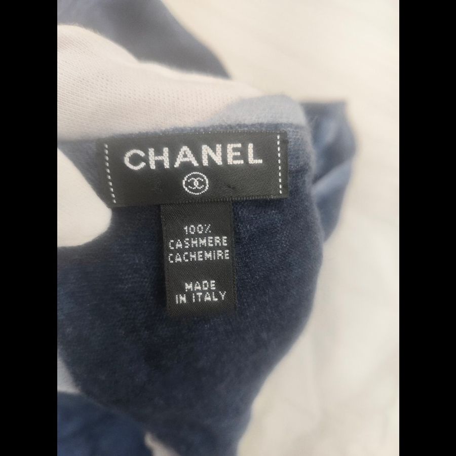 CHANEL香奈兒Cashmere 羊絨藍色漸變圍巾-5