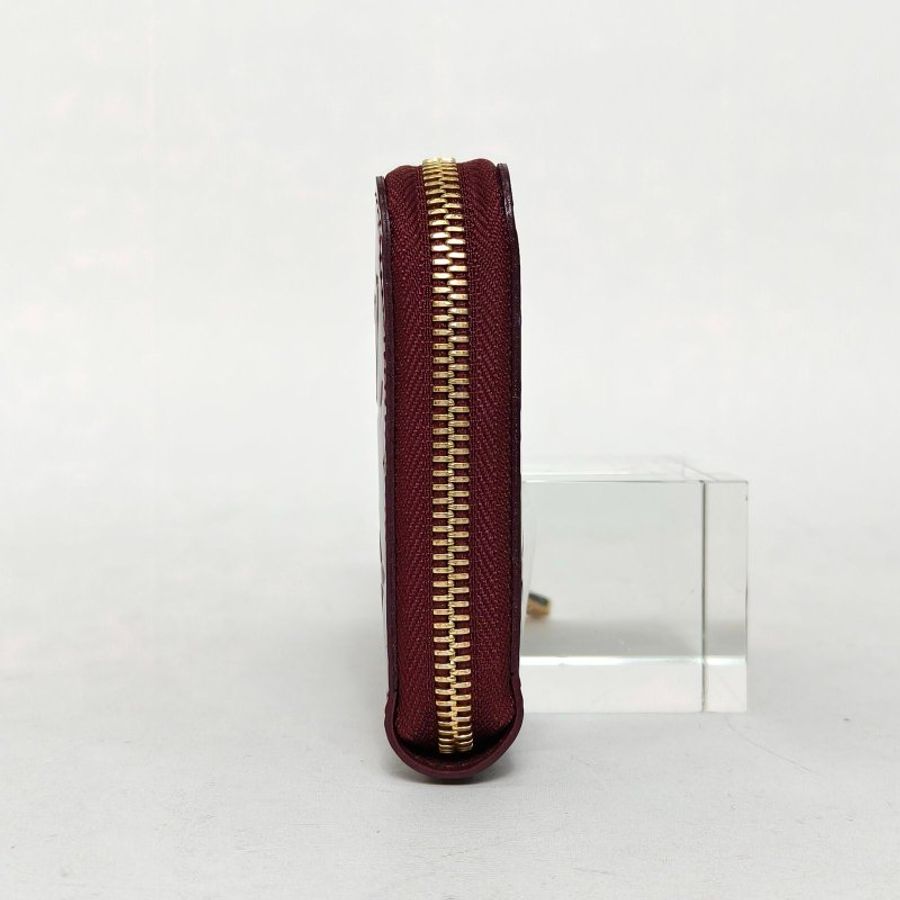 LOUIS VUITTON 中古漆皮麻將包車厘子紅漆皮2011長款拉鏈錢包肩背包-3