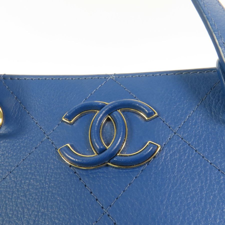CHANEL 牛皮皮革Chain Shoulder金扣手挽肩背兩用袋-5