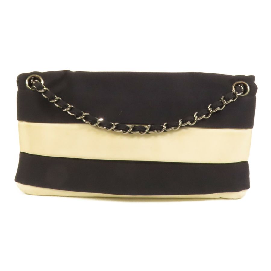 CHANEL 帆布Chain Shoulder銀扣鏈帶肩背袋-1